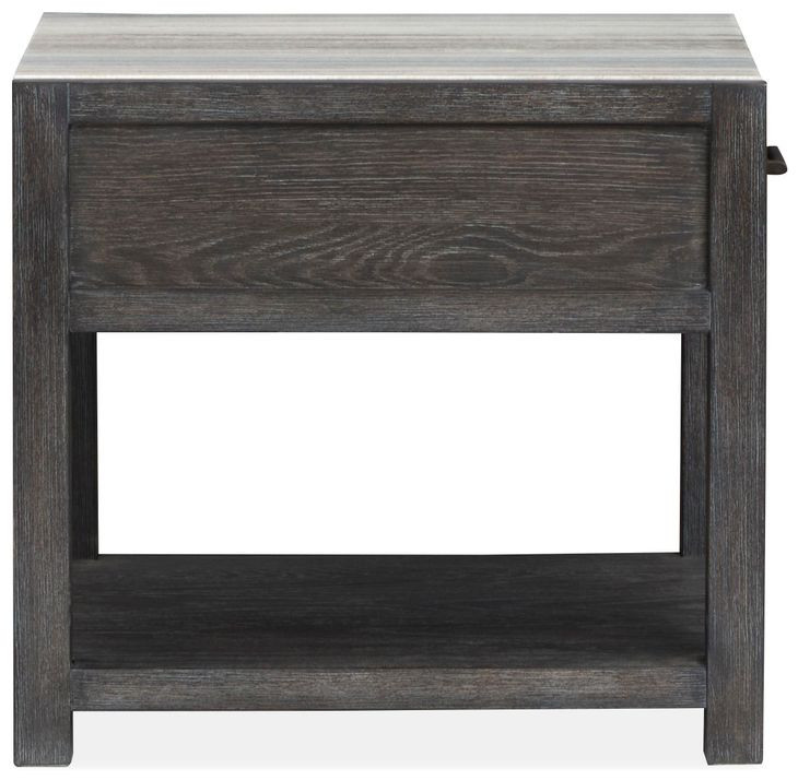 Plum Creek Ravenwood Black and White Rectangular Marble Top End Table