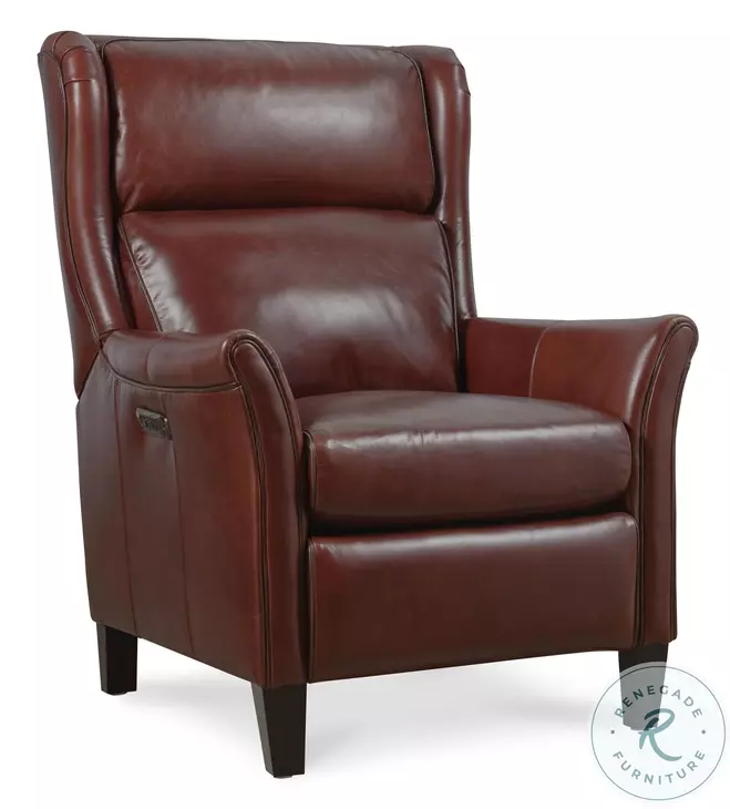 Harrowford Benjamin Burgundy Leather Power Recliner with Power Headrest