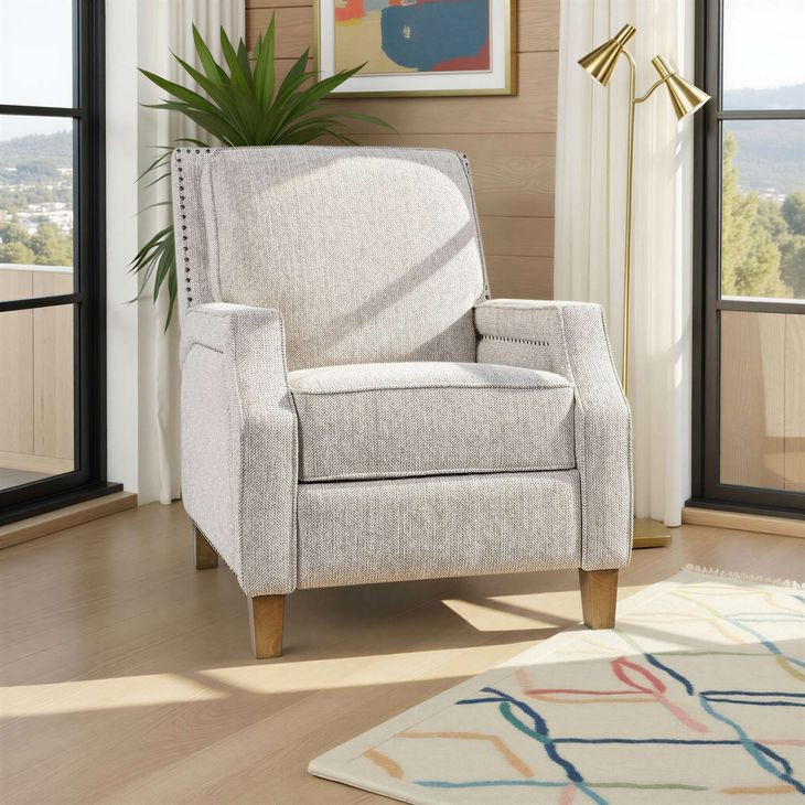 York Gray Recliner Accent Chair with Nailhead Trim