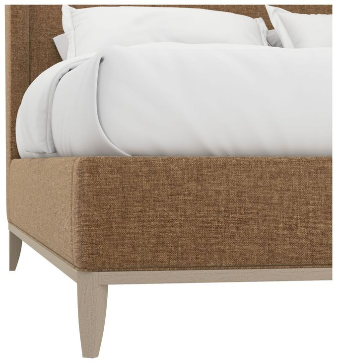 Edwin Suede King Upholstered Wing Shelter Bed