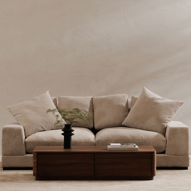 Round Off Walnut Brown Rectangular Coffee Table