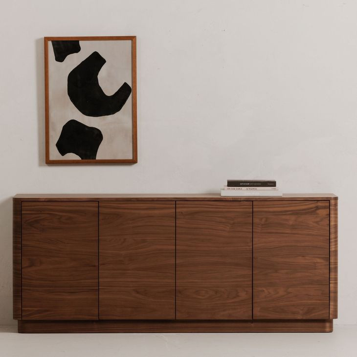 Round Off Walnut 4 Door Sideboard