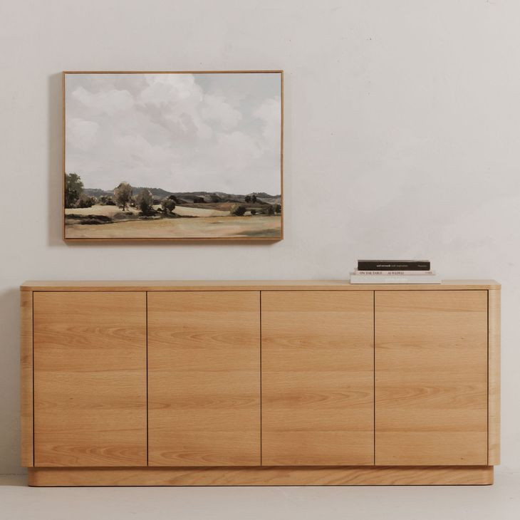Round Off Natural Oak 4 Door Sideboard