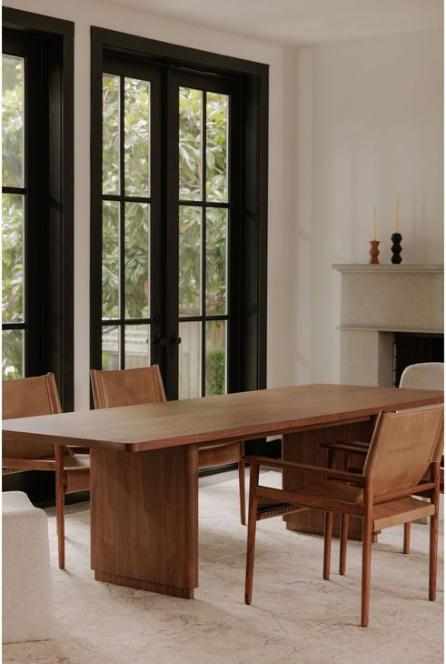 Round Off Walnut 88" Rectangular Dining Table