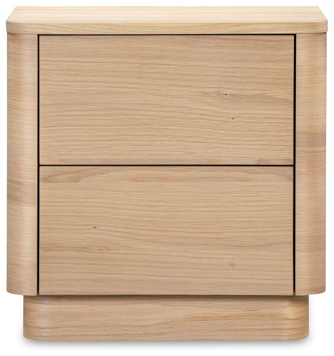 Round Off Natural Oak 2 Drawer Tall Nightstand