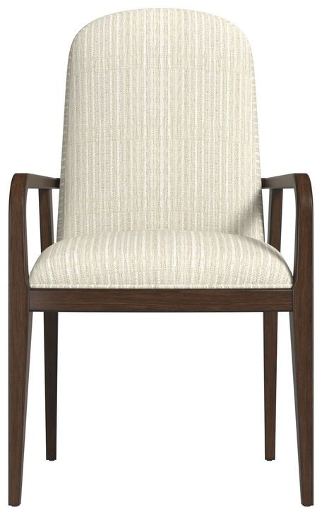 Verge Handcrafted Walnut and Beige Upholstered Arm Chair