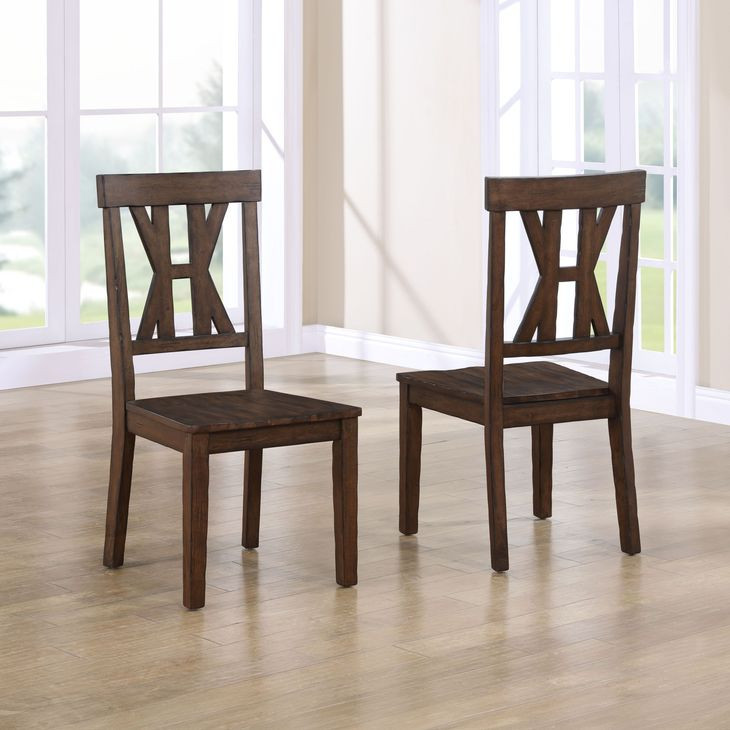 Auburn Dark Brown Slat Back Side Chair Set of 2