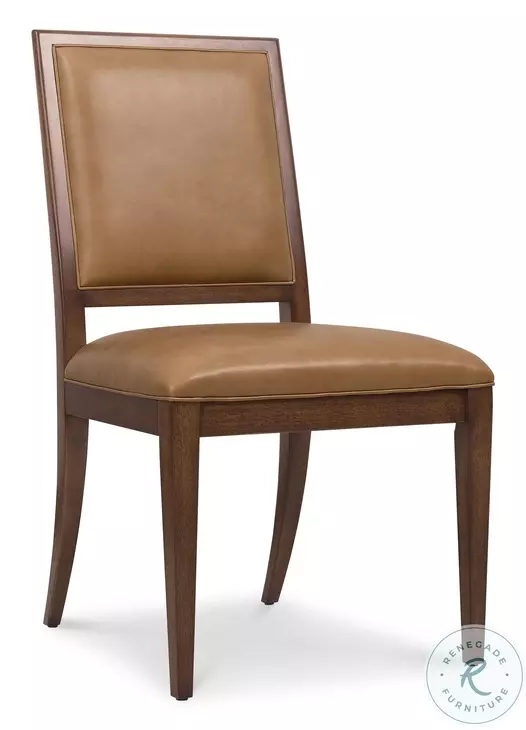 Auburn Grove Dark Blonde Leather Side Chair Set of 2