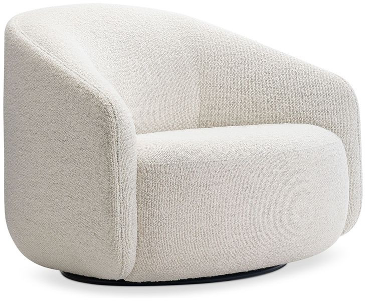 Devon White Upholstered Swivel Accent Chair