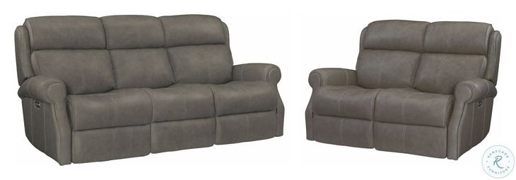 Mcgwire Gray Leather Power Reclining Loveseat