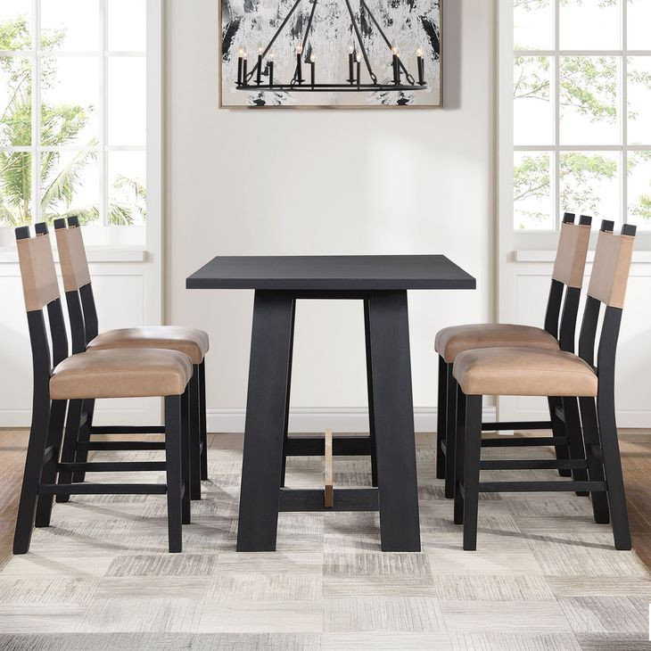 Aubrey Black and Beige Counter Height Chair Set of 2