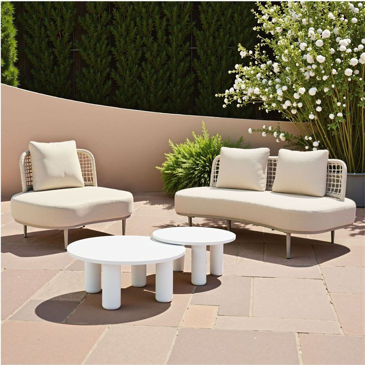 Ola White Outdoor Coffee Table Set