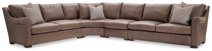 Keirnan Brown Leather 4 Piece Modular Sectional with Pillows