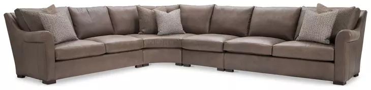 Keirnan Brown Leather 4 Piece Modular Sectional with Pillows