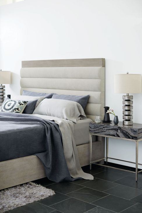 Linea Black Forest Marble And Textured Graphite Metal Nightstand