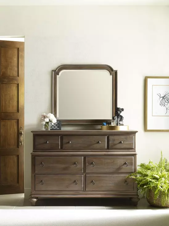 Weatherford Heather 7 Drawer Wellington Dresser with Rectangular Landscape Mirror