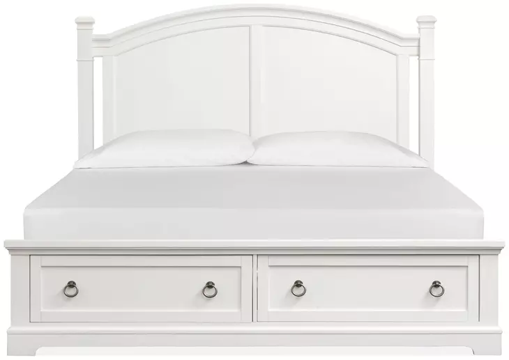 Crownfall Whisper White and Cerused Nutmeg Queen Storage Panel Bed