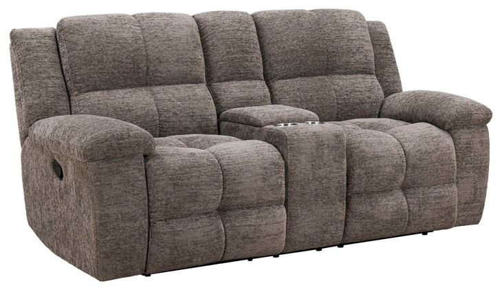 Buster Cabot Stone 86" Manual Reclining Loveseat with Console and USB Charging