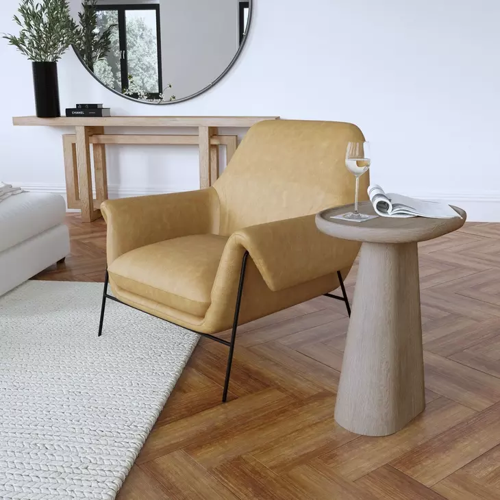 Ambroise Brown Leather Upholstered Club Chair
