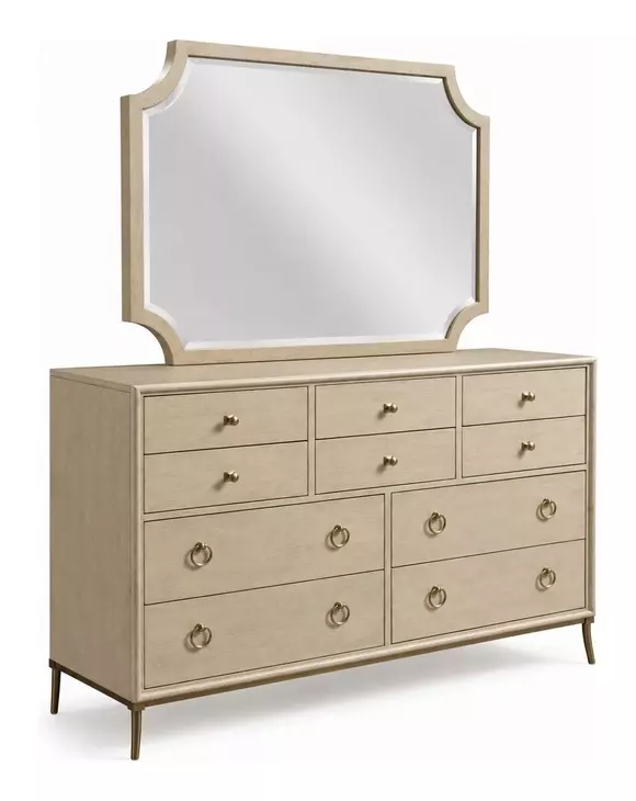 Lenox Alabaster 10 Drawer Ventura Dresser with Rectangular Sarbonne Mirror