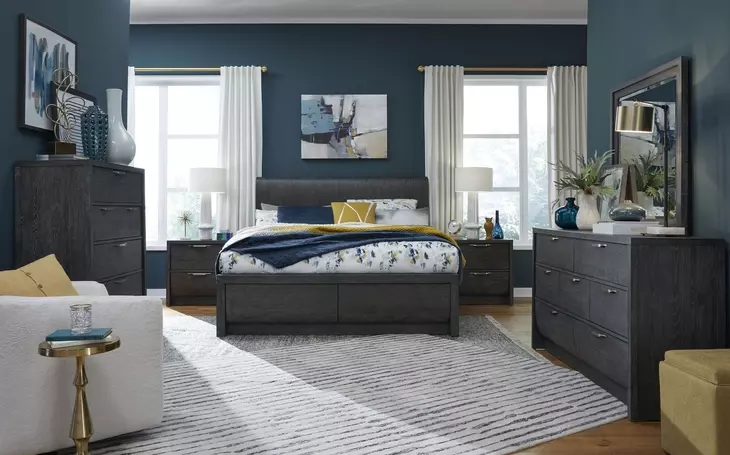 Kinsley Black Heron King Panel Bed