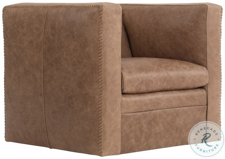 Hudson Tan Leather Swivel Chair