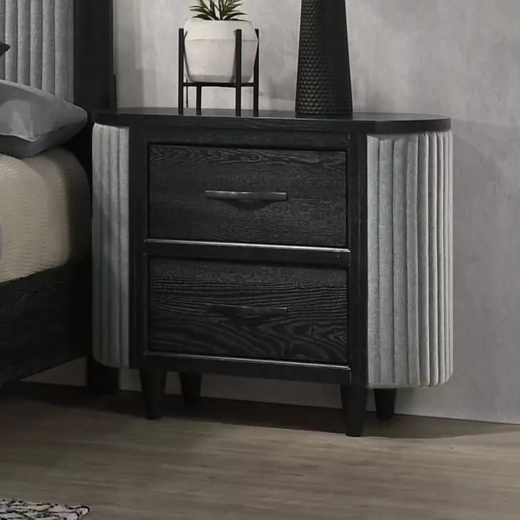 Skyline Onyx 2 Drawer Nightstand with USB Charging