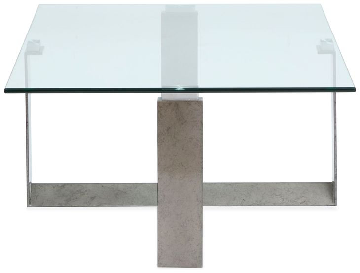 Whitehall Aged Pewter and Chrome Pucks Rectangular Glass Top Cocktail Table