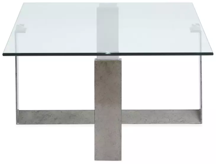 Whitehall Aged Pewter and Chrome Pucks Rectangular Glass Top Cocktail Table