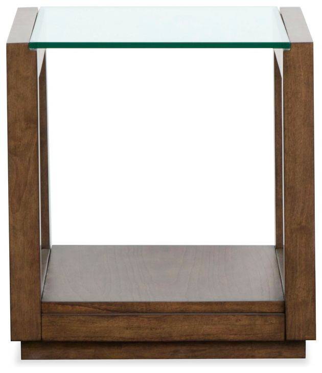 Sebastian Cinnamon Rectangular Glass Top End Table