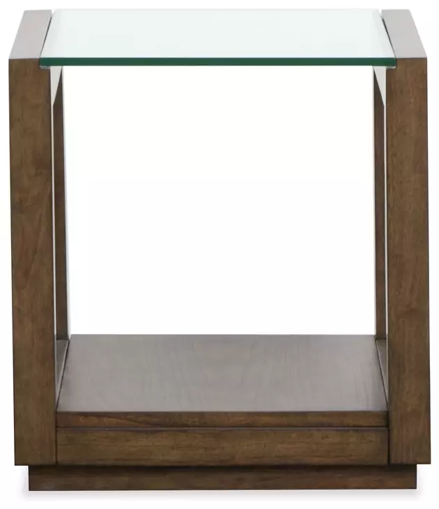 Sebastian Cinnamon Rectangular Glass Top End Table