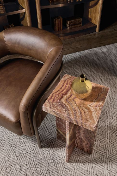 Mosaic Natural Red and Brown Square Stone Top Denys Spot Table