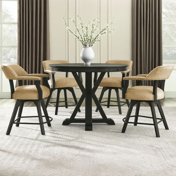 Rylie Black Round Counter Height Dining Room Set