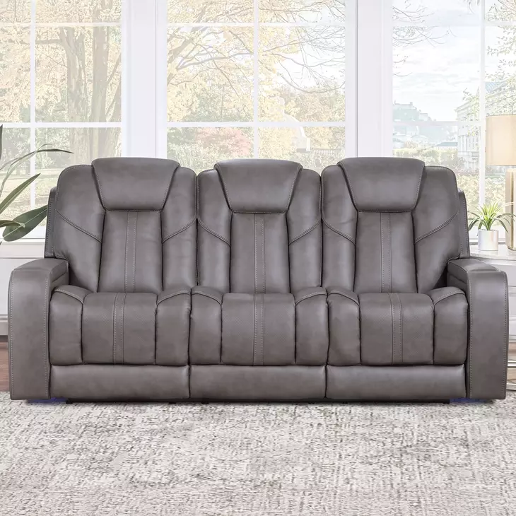 Daniel Gray Triple Power Reclining 87" Sofa with USB Charging