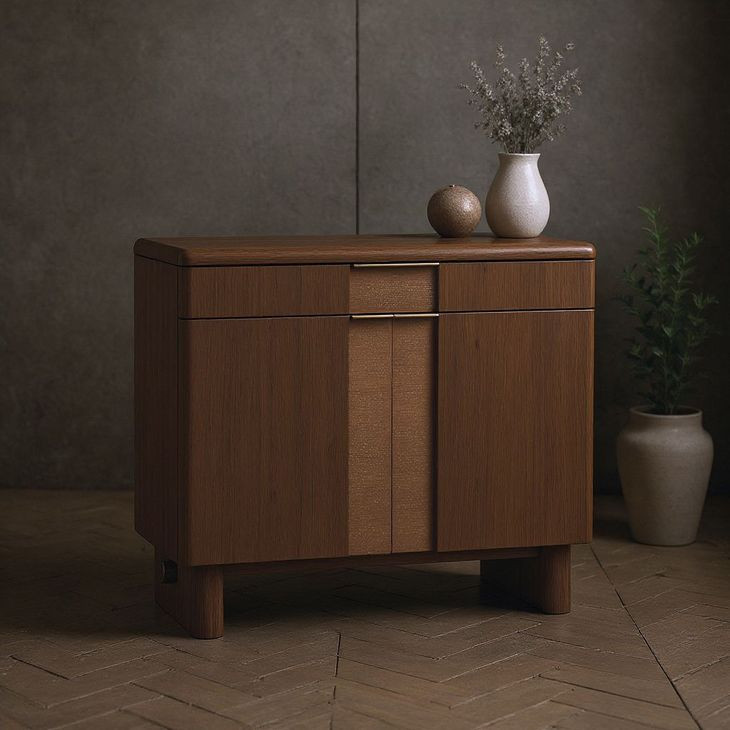 Verge Handcrafted Walnut 1 Drawer Accent Door Chest