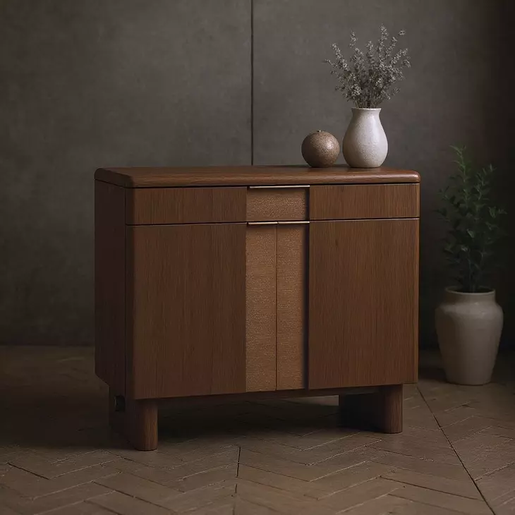 Verge Handcrafted Walnut 1 Drawer Accent Door Chest