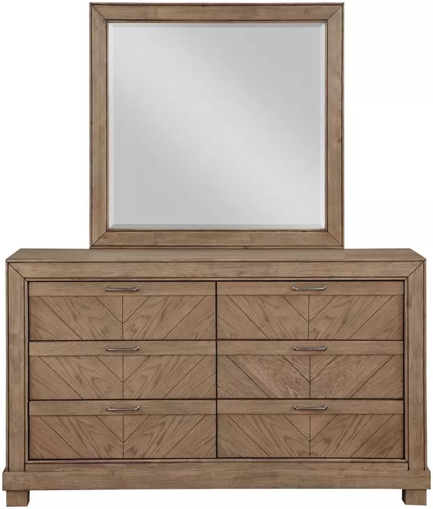 Montana Sand 6 Drawer Dresser and Mirror