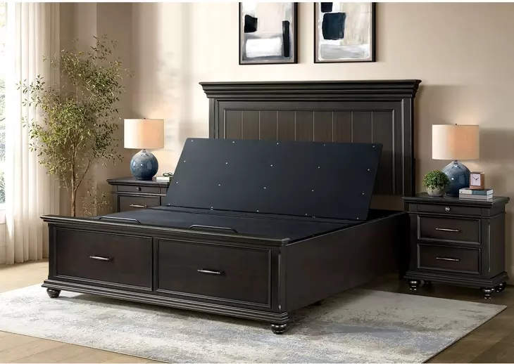 Petros Black King Upholstered Air Adjustable Base with Head Incline
