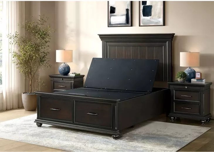 Petros Black Queen Upholstered Air Adjustable Base with Head Incline