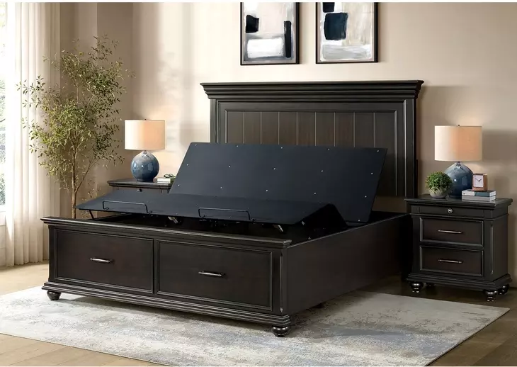 Petros Black King Upholstered Pro Adjustable Base with Head and Foot Incline