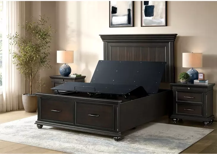 Petros Black Queen Upholstered Pro Adjustable Base with Head and Foot Incline