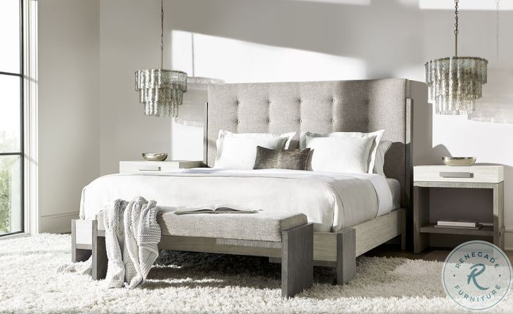 Foundations Linen and Light Shale Queen Upholstered Panel Bed