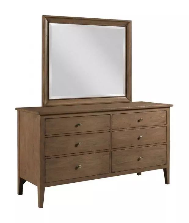 Pinecrest Bark 6 Drawer Glenwood Dresser with Rectangular Mirror