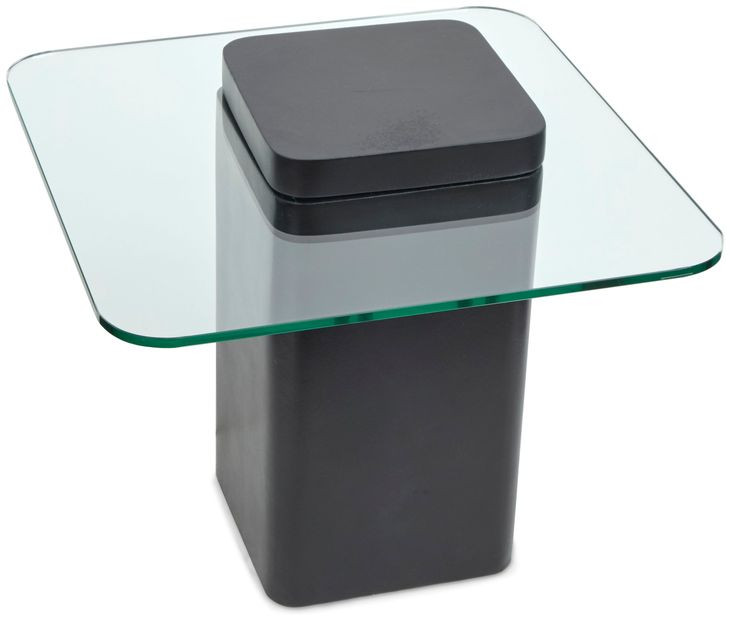 Donora Obsidian Square Glass Top End Table