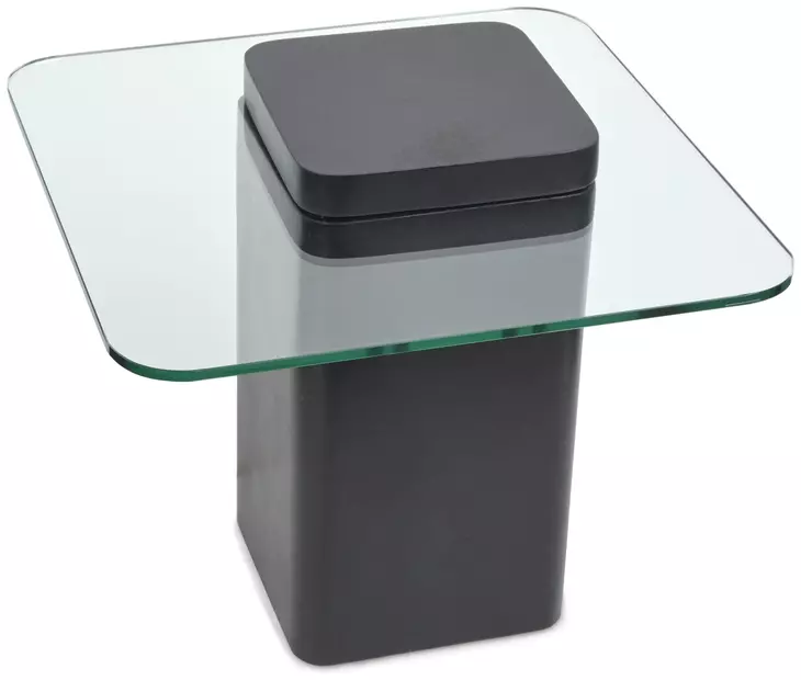 Donora Obsidian Square Glass Top End Table