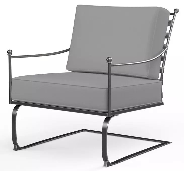 Provence Canvas Granite Upholstered Outdoor Rocker Club Chair with Self Welt