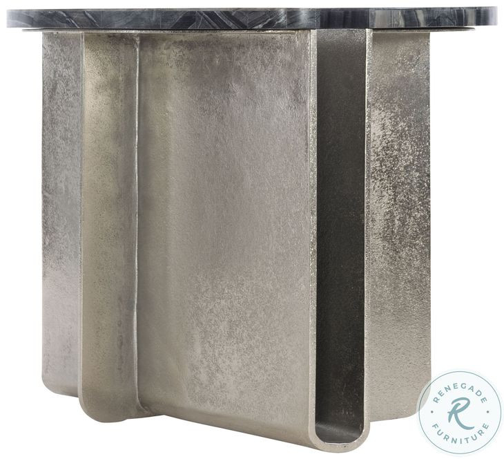 Tegan Black Forest Marble And Shiny Nickel Side Table