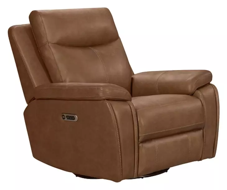 Sorrento Vintage Tan Leather Swivel Glider Dual Power Recliner with USB Charging