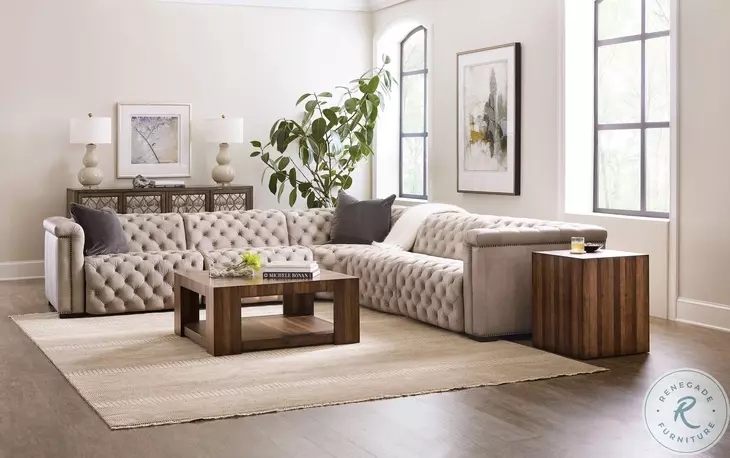 Savion Grandier Giovanni Taupe Leather 5 Piece Power Reclining Sectional With Power Headrest