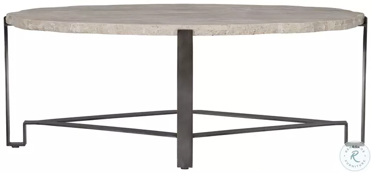 Sayers White Travertine And Bronze Cocktail Table